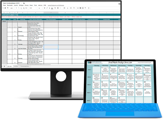 Das Contentplaner-Kit mit Redaktionsplan-Vorlage und Social-Media-Kalender